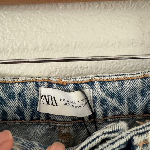 Zara Denim Skirt womens small distressed acid wash jeans - Picture 2 of 5